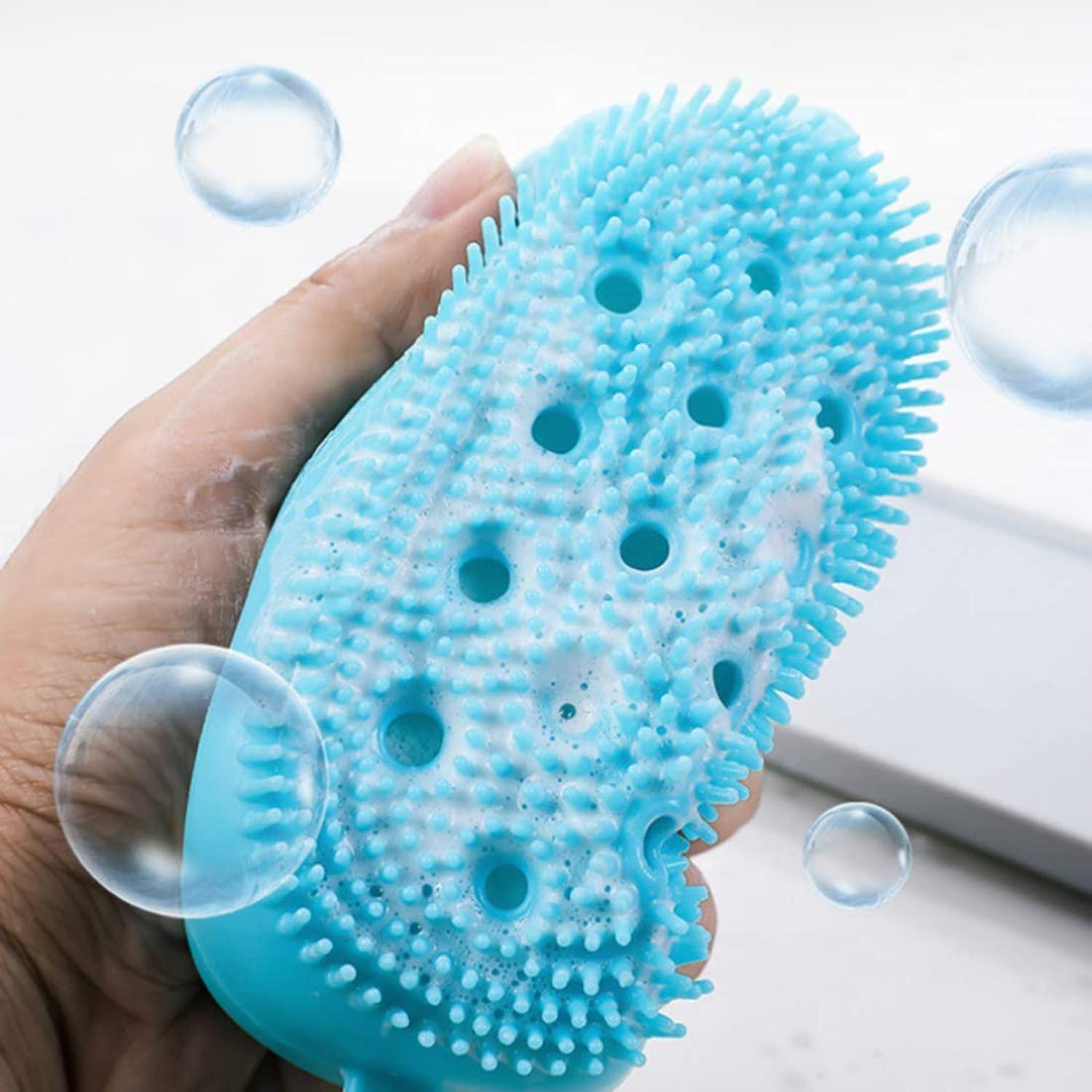 Voluse Voluse Silicone Bath Body Brush Exfoliating Massage Silicone Loofah Body Scrubber, Silicone Shower Sponge, Double Sided Rubber Scrub Body Brush for Baby Kids Men Women (Multicolor)