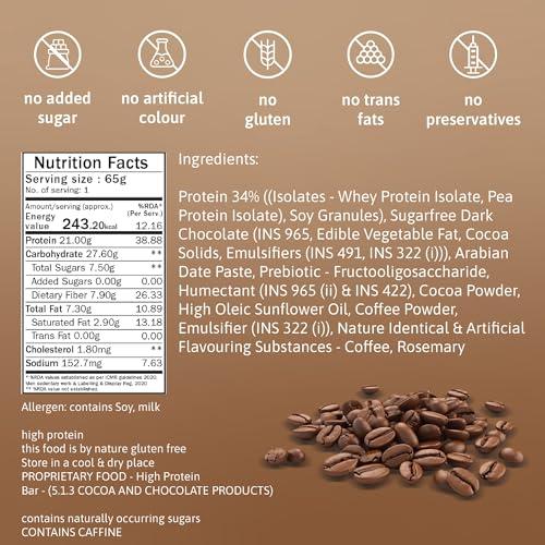 Phab Phab Assorted (Chocolate Brownie, Mocha Nut Fudge, Strawberries & Greek Yogurt) 21G Protein Bars (Pack Of 6), Fitness & Immunity With Goodness Of Dates-390 Gram