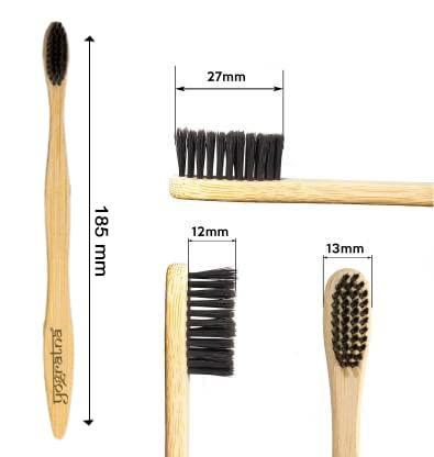 YOGRATNA YOGRATNA Bamboo Charcoal Toothbrush Natural Wooden ECO Friendly Toothbrush For Adults, Kids with Soft Medium Bristles