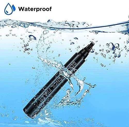 Barbarian BARBARIAN Beard Filler Pen Kit Shape Fill and Edge all at once Last All Day 4 Tip Pen W Brush Waterproof and Sweatproof (Black)