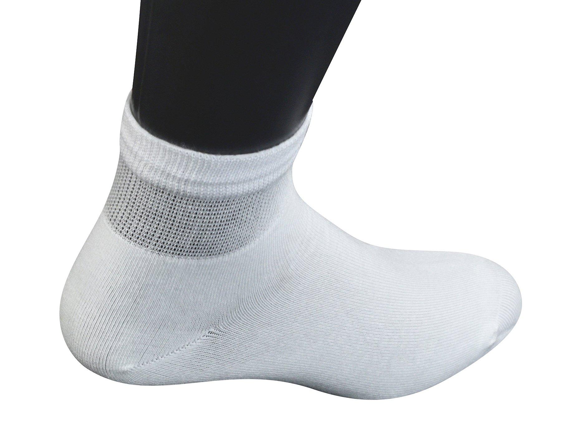 Yomandamor Yomandamor Men\'s 6 Pairs Combed Cotton Diabetic Ankle Socks with Seamless Toe and Non-Binding Top, 6 Pairs White, 10-13