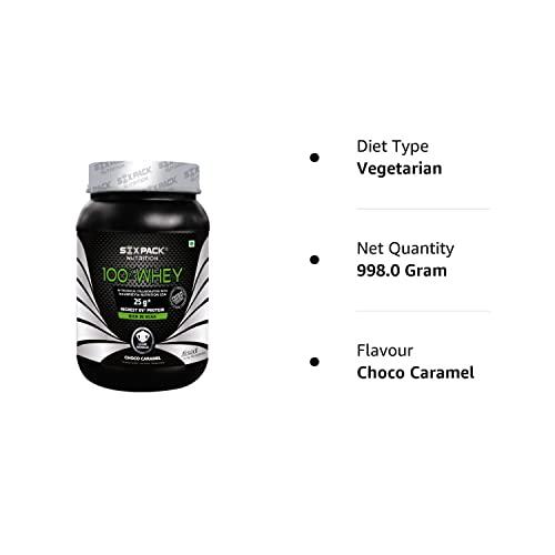 Six Pack Nutrition Six Pack Nutrition Whey Protein Powder, with 25 g of Protein Per Serving and More Than 5.6 g of Naturally Occurring BCAAs (1 kg, Choco Caramel)
