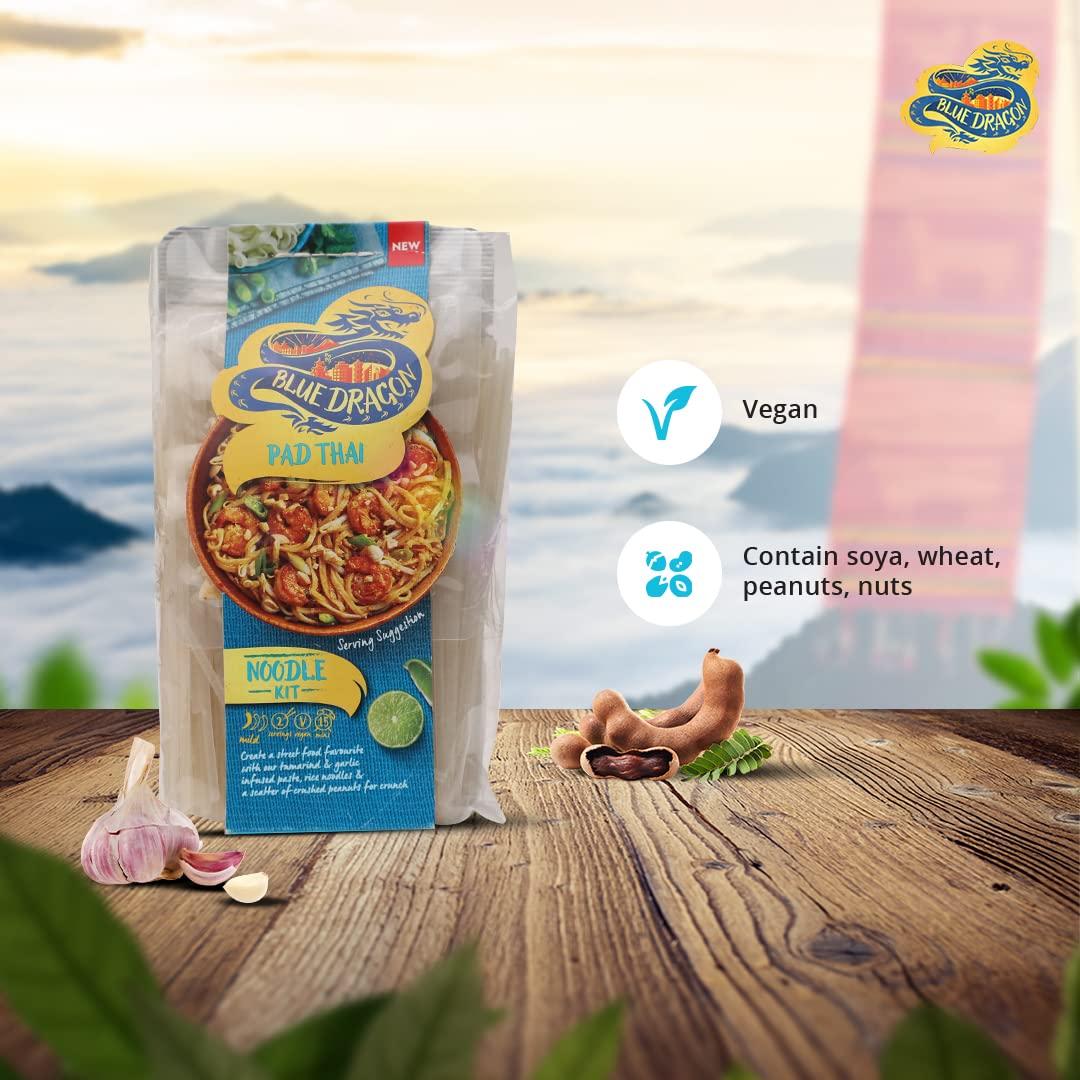 Blue Dragon Blue Dragon Pad Thai Noodles Kit | Vegan | No Preservative & Artificial Colors | Soya, Wheat, Peanuts And Nuts | Pad Thai Noodles Packet - 265g