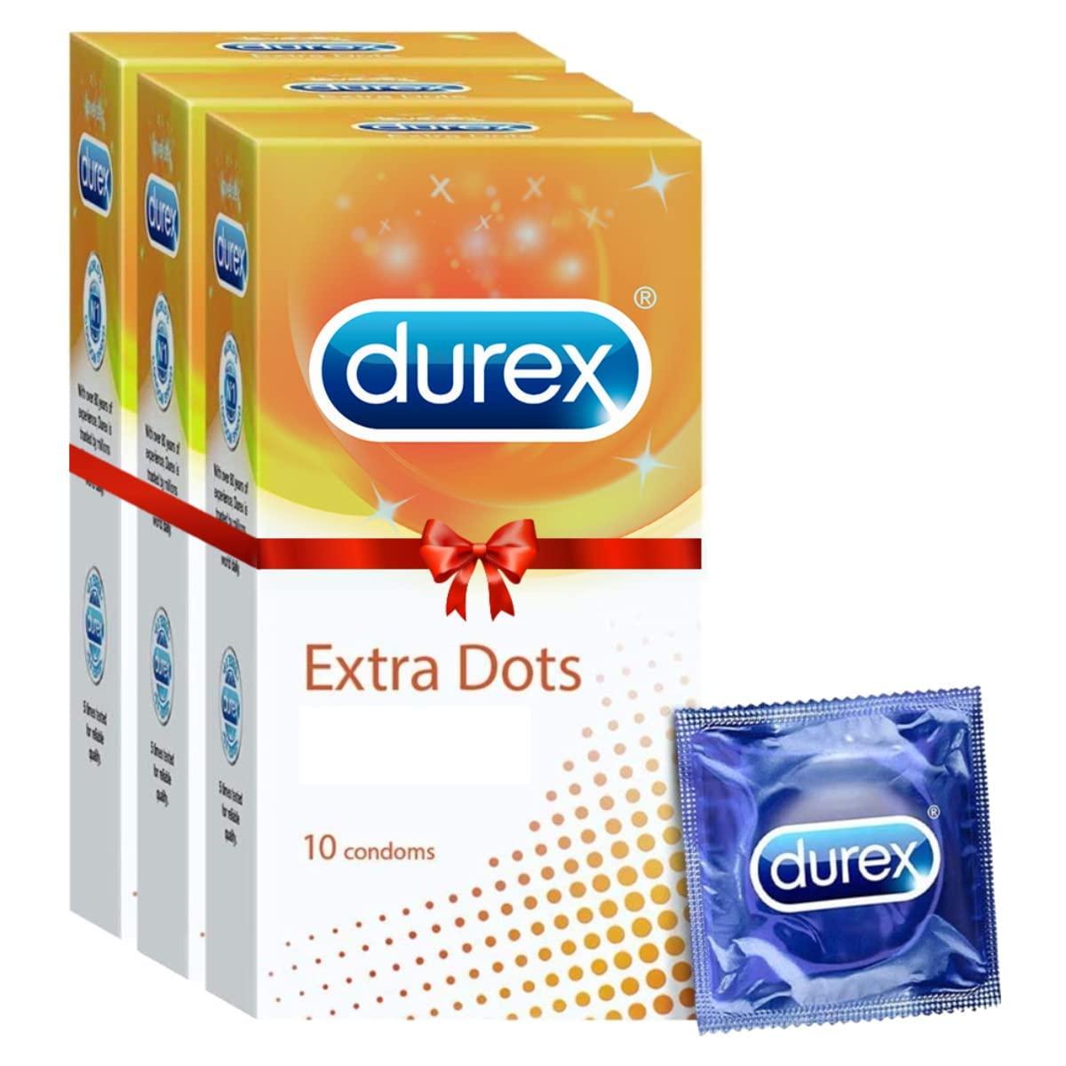 Durex Durex Extra Dotted Condoms for Men - 10 Count (Pack of 3) | Ribbed and Dotted Condoms & Durex Invisible Super Ultra Thin Condoms for Men - 10 Count