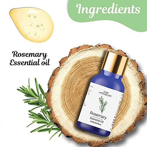 SAGE APOTHECARY Sage Apothecary Rosemary Essential Oil Hair Growth, Hair Fall Control and Nourishment Oil For Moisturizes Skin Body 100% Pure, Natural, Organic Essential Oil 10 ml