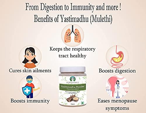 AYURVEDASHREE AYURVEDASHREE Yashtimadhu Powder 100 Gm | Natural Mulethi Powder/Licorice Powder Glycyrrhiza glabra | Supports Lungs, Skin, & Stomach | Mulethi | Vegan | Non GMO | Gluten Free