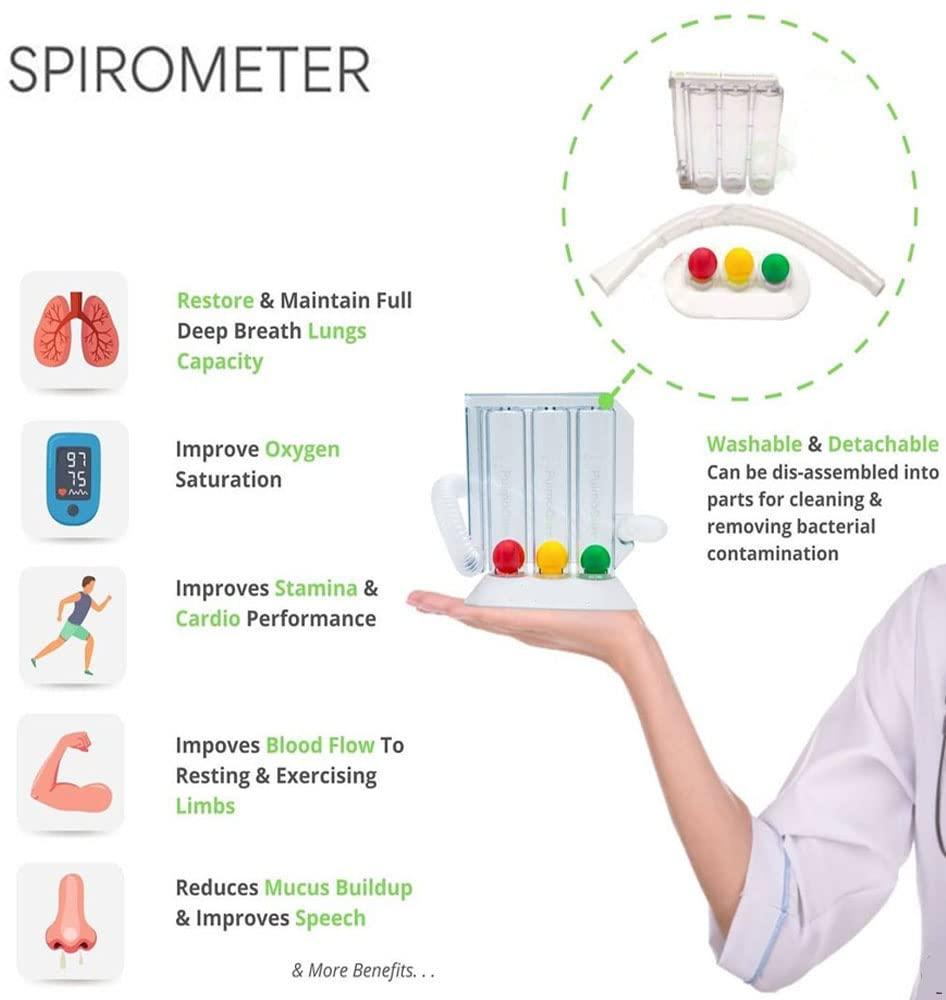 Doctist Doctist Lung Exerciser Respiratory Spirometer for Breathing Exercise Respirometer Washable Hygienic & Detachable Breath Measurement System 3 Ball Respiratory Exerciser 1 Pack