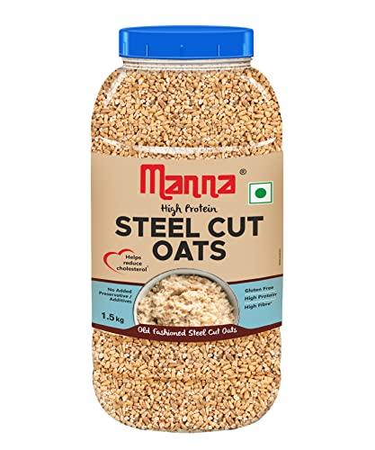 Manna Manna Oats Combo Pack of 3 | Instant Oats 1kg, Rolled Oats 1kg, Steel Cut Oats 1.5Kg | High in Fibre and Protein | Helps Maintain Cholesterol. Diabetic Friendly | 100% Natural