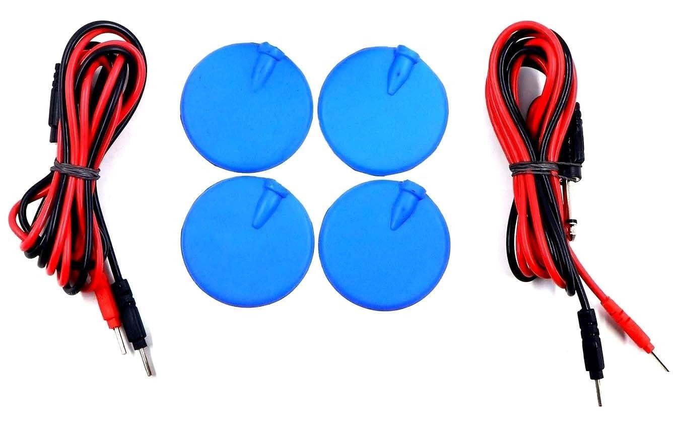 Jammy johns Tens 2 Ch Machine Accessories Combo Kit with a set 2 Wires, 4 Pads Physiotherapy Device pain Relief | Tens Wire with Tens Pad (2 Tens Wire 4 Tens Electrodes Pad)