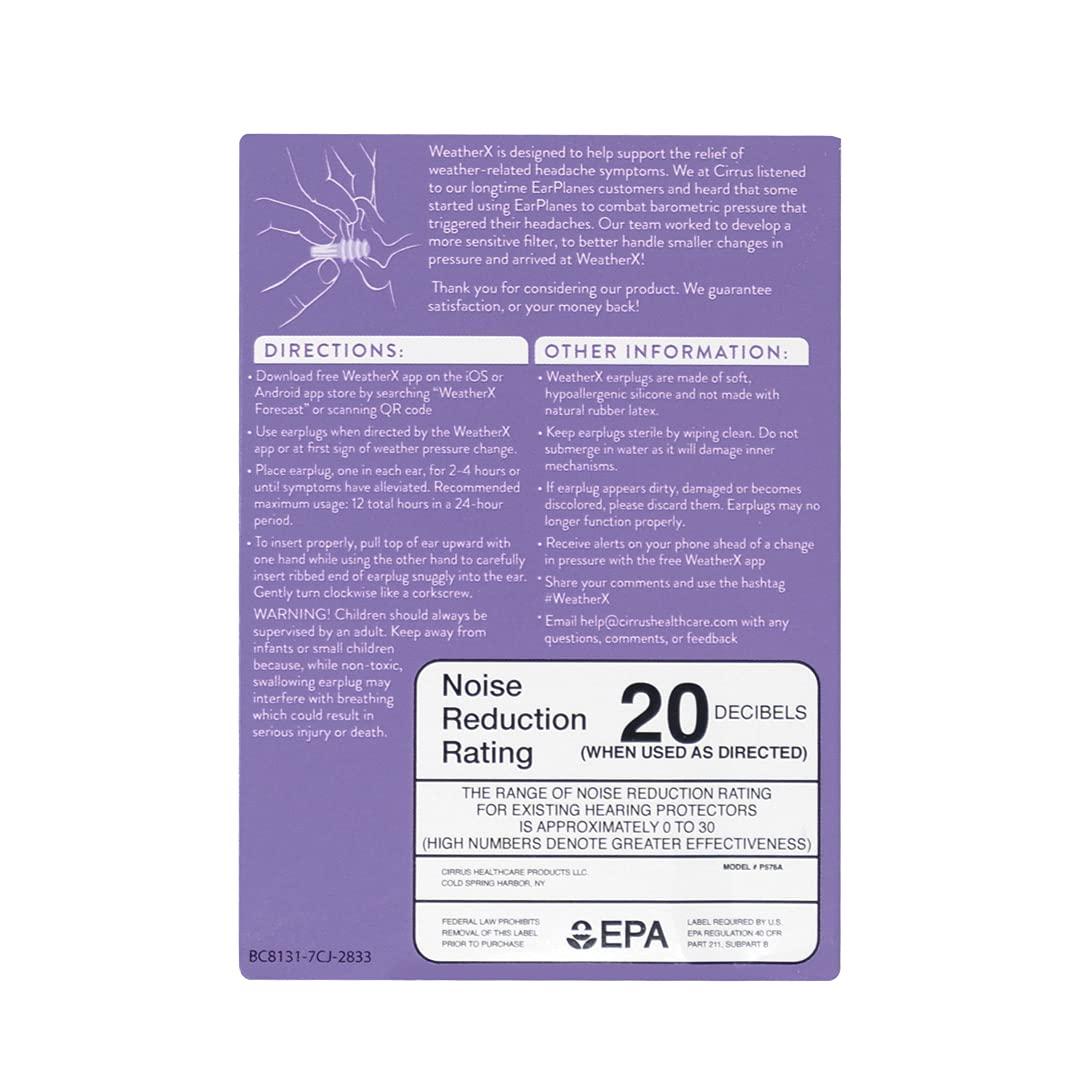 MigraineX for Weather related Headache migraines w WeatherX Ear Plugs for Weather related Migraines Headache Mobile App to notify barometric pressure changes leading to migraine, drug & Latex free, with Carry Case, MigraineX Migrainex