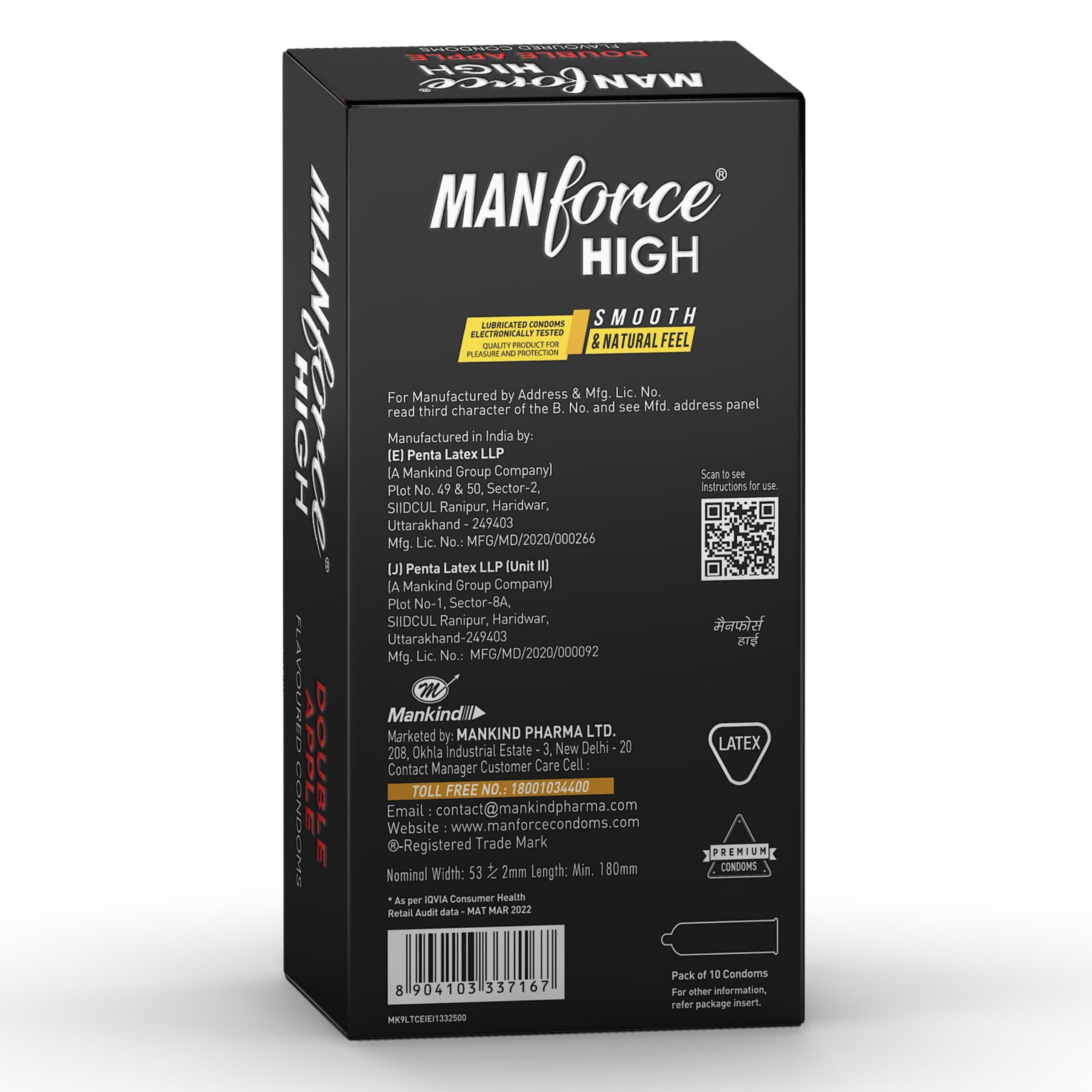 Manforce Manforce High Double Apple Flavoured Condom| Ultra Thin With 0.05mm Thinness| Smooth and Natural Feel| Lubricated Latex Condom| Electronically Tested| Pack of 30