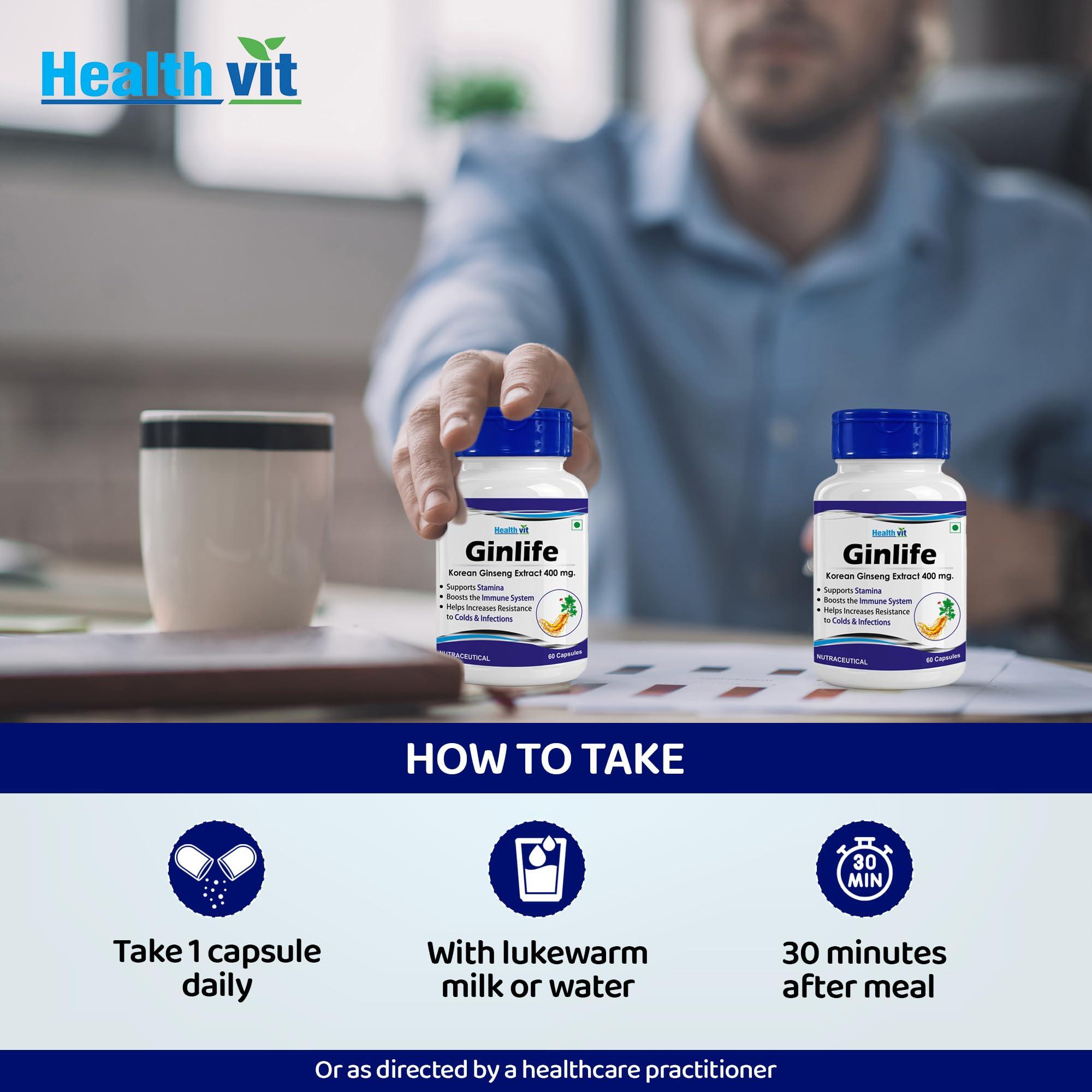 HealthVit Healthvit Ginlife Korean Ginseng Extract 500 mg - 60 Capsules