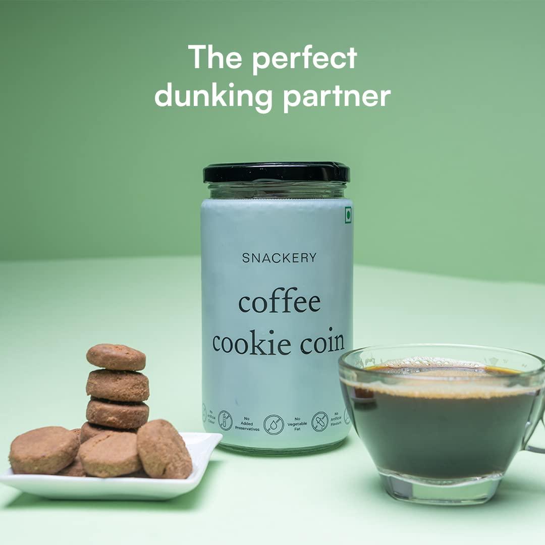 Snackery Snackery Coffee Cookie Coins, 198 gm, Individually Wrapped, Magnesium, Phosphorus, Jar of Happiness(Pack of 4)