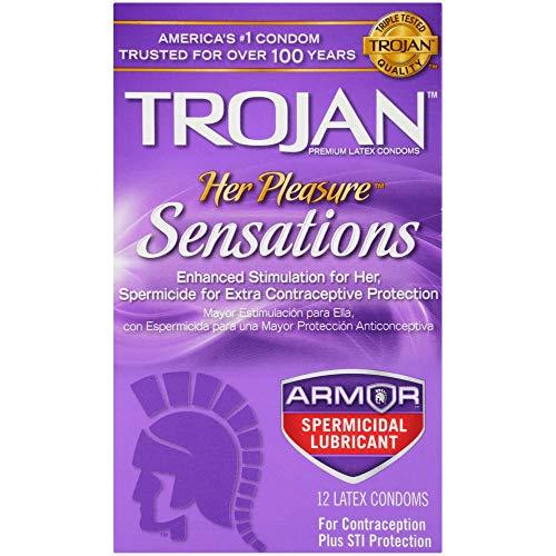 Trojan Trojan Her Pleasure Sensations Spermicidal Condoms, 12 Count