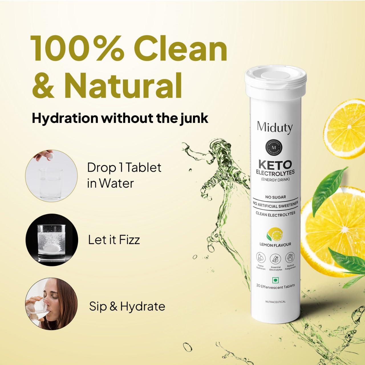 Miduty Miduty By Palak Notes Electrolytes Drink - Instant Hydration Drink - Lemon Flavor - Sugar-Free Electrolyte Drink - No More Fatigue And Dizziness - Hydration Electrolyte,1 Count,20 Capsule