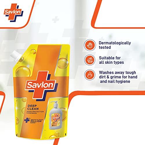Savlon Savlon Deep Clean Germ Protection Liquid Handwash Refill Pouch, 725ml & Savlon Moisturizing Glycerin soap bar with germ protection, Pack of 5-125g each