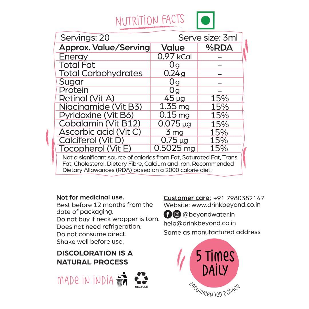 BEYOND WATER Beyond Water Vitamin (Strawberry Lemonade) - Pack of 2 X 20 servings each | Flavoured Vitamin Water | Zero Calories Sugar-Free Water Enhancer Energy Drink mix | Summer Drink Mix