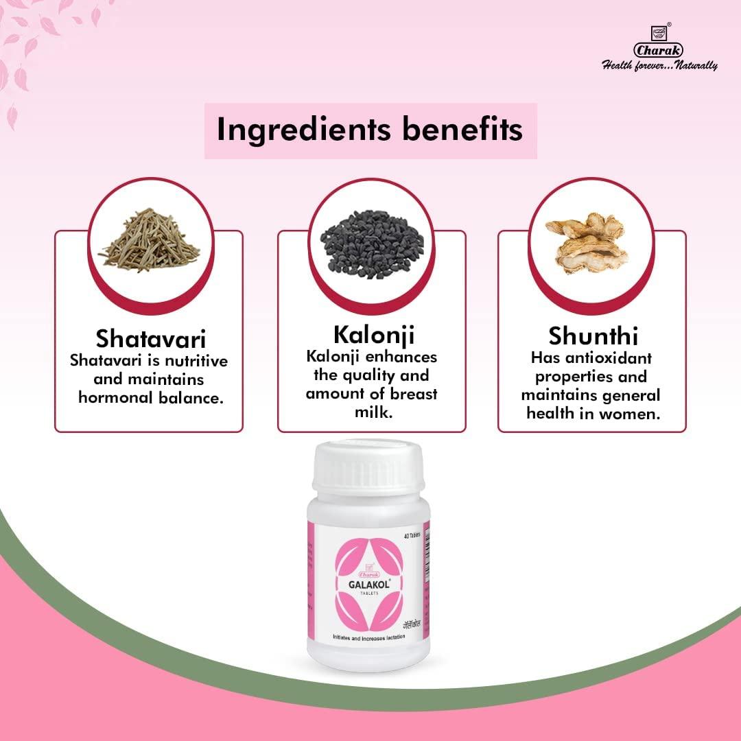 Charak Charak Pharma Galakol Tablet To Improve Lactation & Breast Milk - (40 Tablets (Pack of 3))