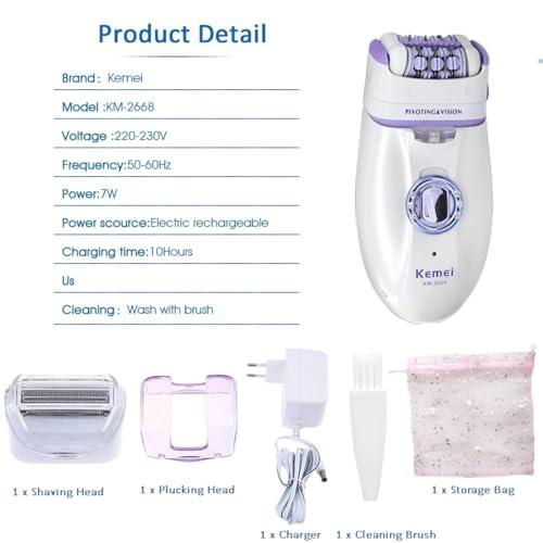 ECOME UNIVERSE ECOM UNIVERSE Womens Hair Removal Set: Portable Electric Facial Hair Remover & Trimmer - Painless Mini Shaver, Lip & Bikini Line Trimmer, Epilator for Face & Body Hair, Safe & Easy to Use for All Skin Types