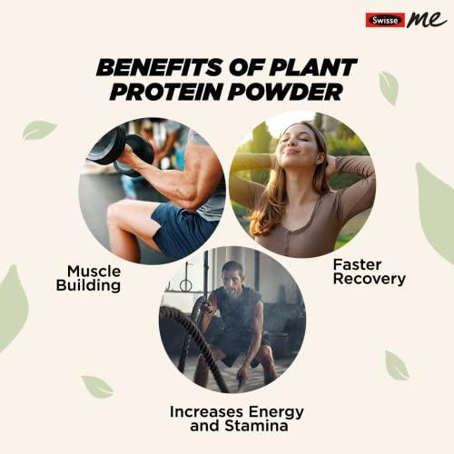 Swisse SwisseMe Plant Protein with Free Shaker- Daily Nutrition For Men & Women - Zero Added Sugar, 24g Vegan Pea Protein For Post Workout Recovery, Lean Muscle Building & Strength (Chocolate Flavor, 500g)