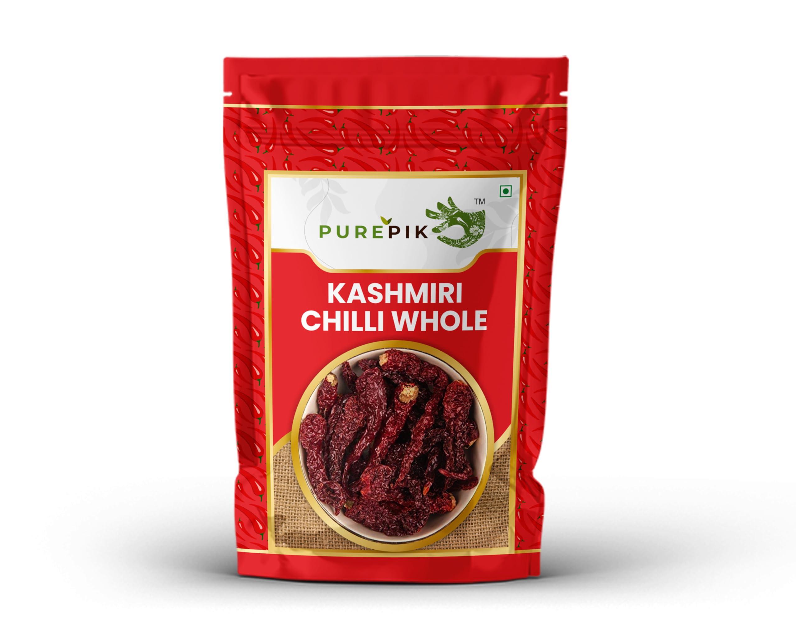 PURE PIK Pure Pik Kashmiri Red Chilli Whole Stemless (1 Kg Pack of 1)