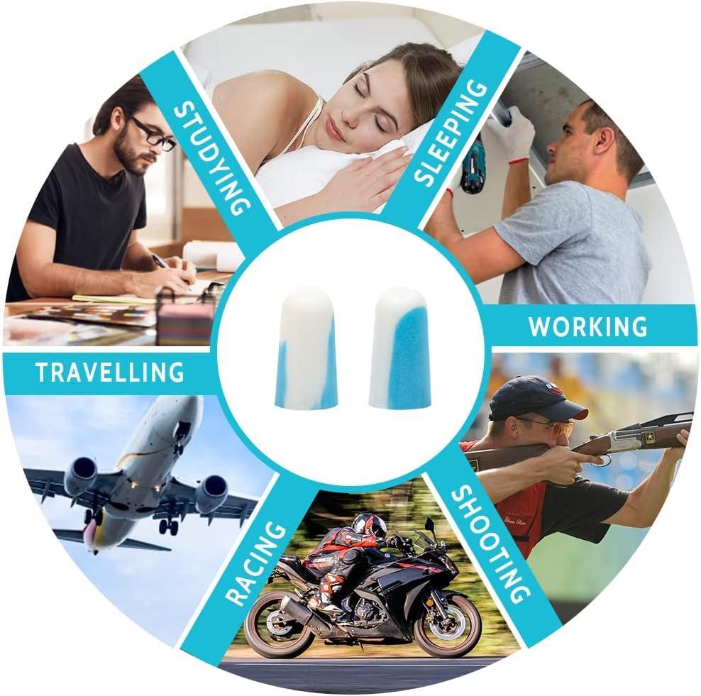 SKINPLUS SKINPLUS Noise Cancelling Earplugs for Sleep - 60 Pairs, 38dB Ear Plugs for Sleeping, Snoring, Shooting, Mowing Loud Sound Reduction- Light Blue/White