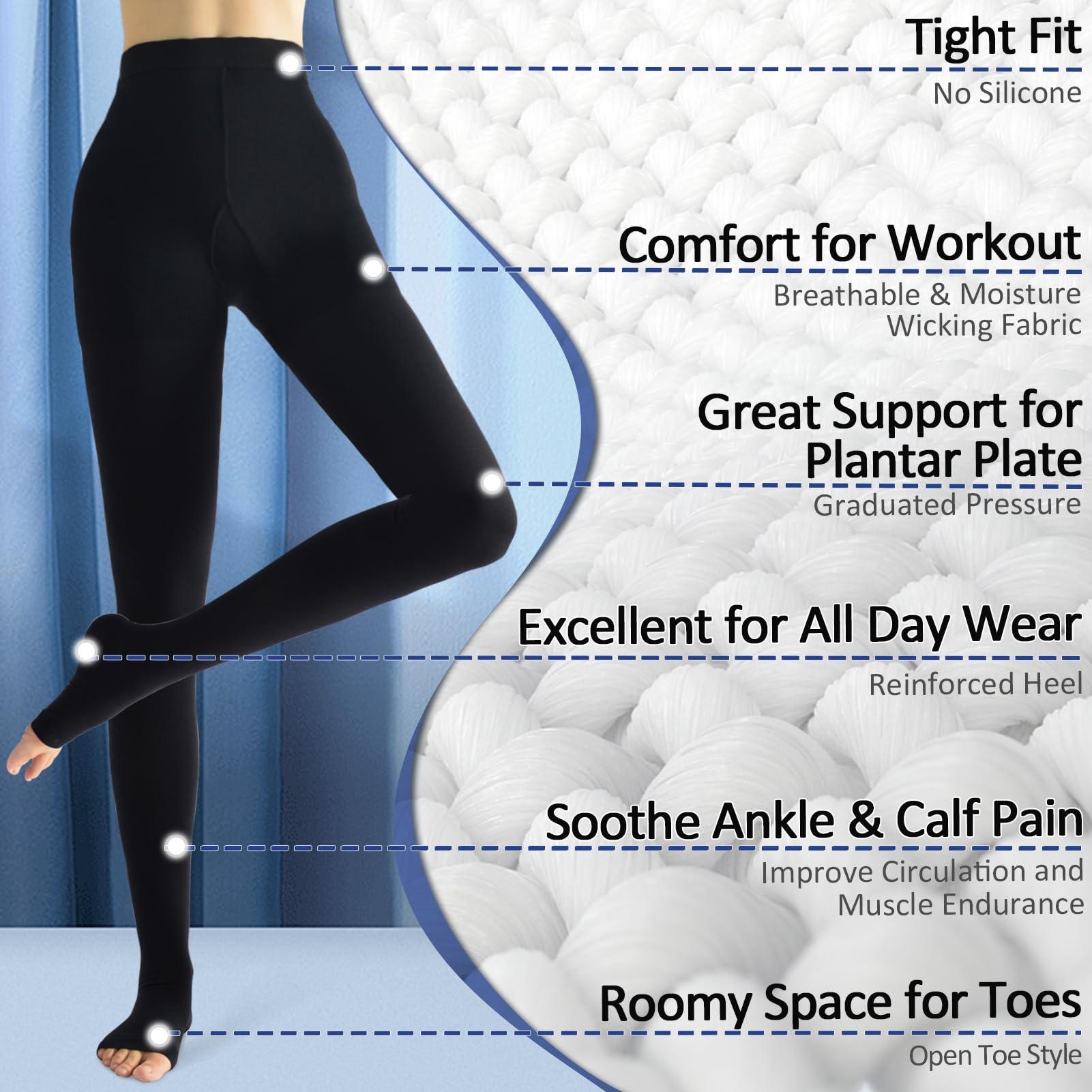 beister Medical Compression Tights for Women & Men, Open Toe Thigh High Pantyhose, 20-30mmHg Graduated Support (Beister), Black, Large