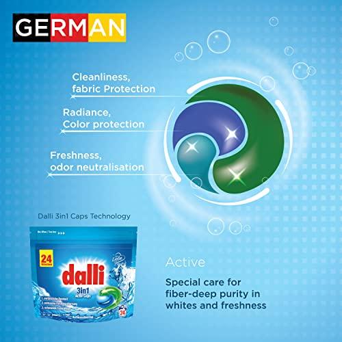 DALLI Dalli Activ Laundry Pods 3in1, Premium Liquid Detergent Pods for Washing Machine, German - 24 Capsules