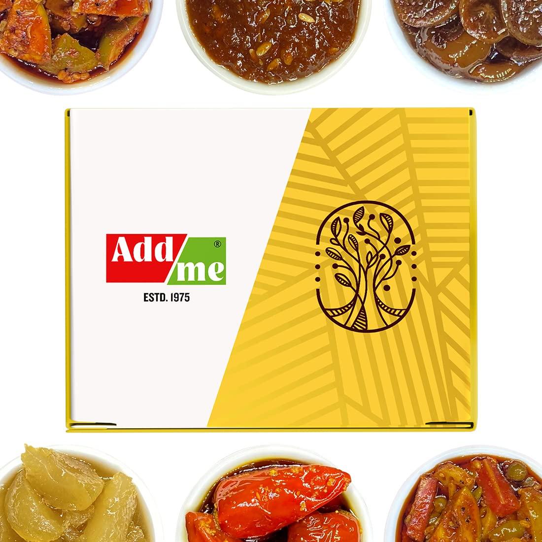 Add me Add Me 6 In1 Combo Pickle Mix Pickle 200Gm, Amla Murabba 200Gm, Mango Pickle 150Gm, Lemon Pickle 200Gm, Chilli Pickle 200Gm, Sweet Mango Jeera Chutney 200Gm