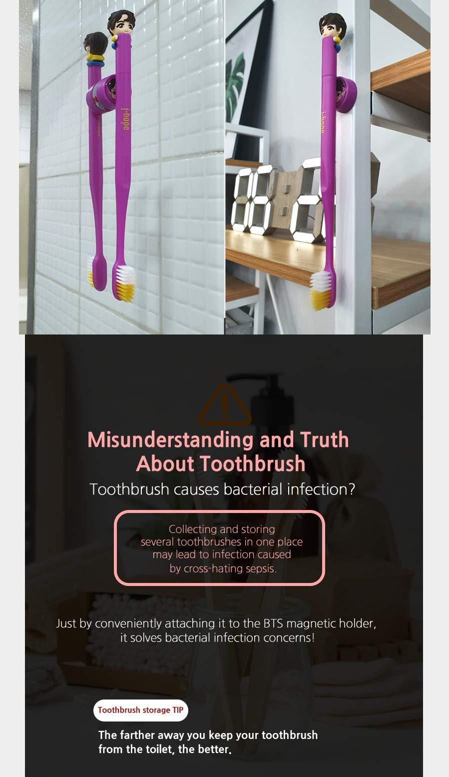 BTS Goods BTS Goods Adult [Bts Official Merchandise] Fans Gift-K-Pop Idols Goods-Bts Character Figure Manual Toothbrush With Convenient Magnetic Holder (Jung Kook), 1 count,Red