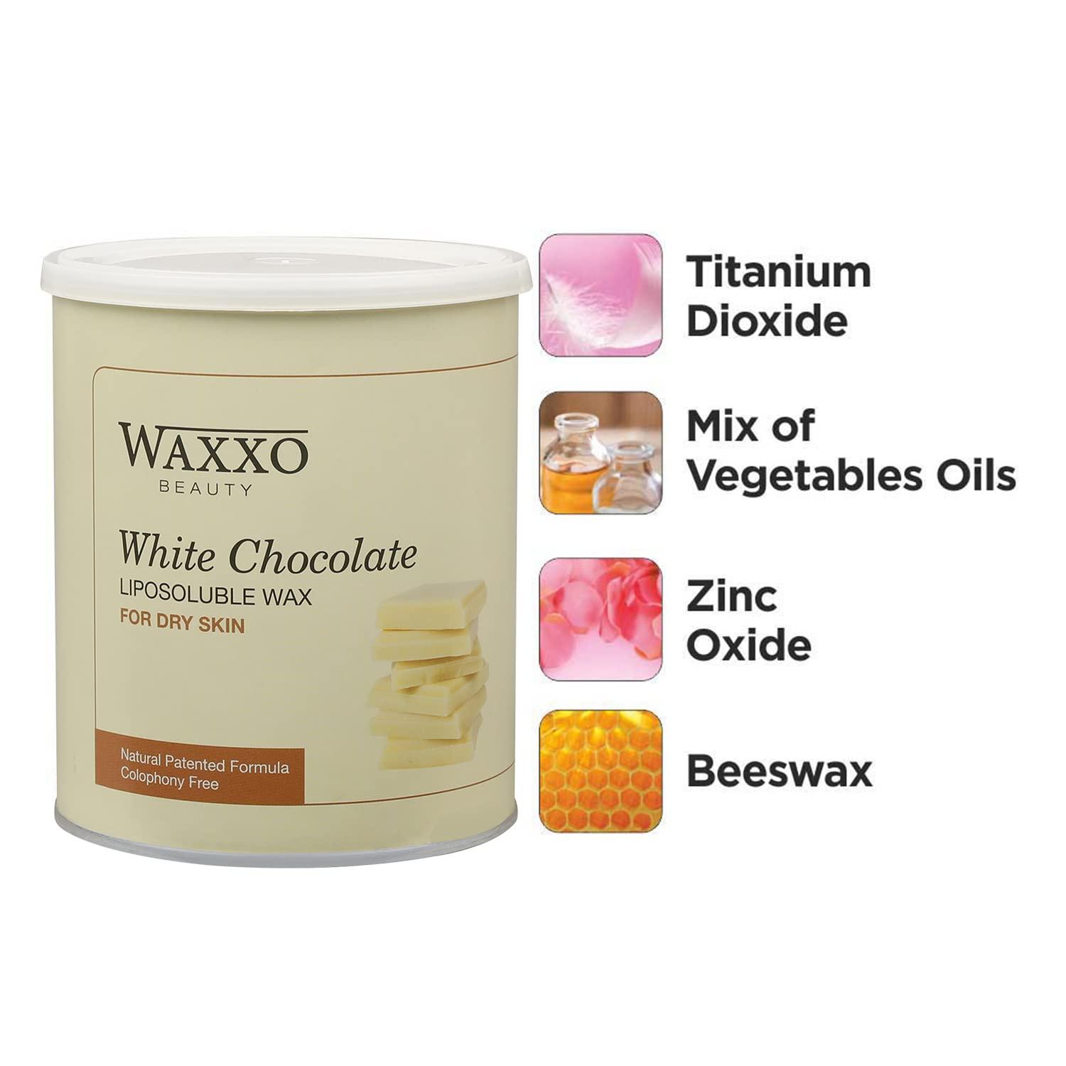 WAXXO Waxxo White Chocolate Liposoluble Wax for Dry Skin Men & Women Hair Waxing | Easy Tan Removal with Glyceryl Rosinate and Beeswax | 800ml, Pack of 1