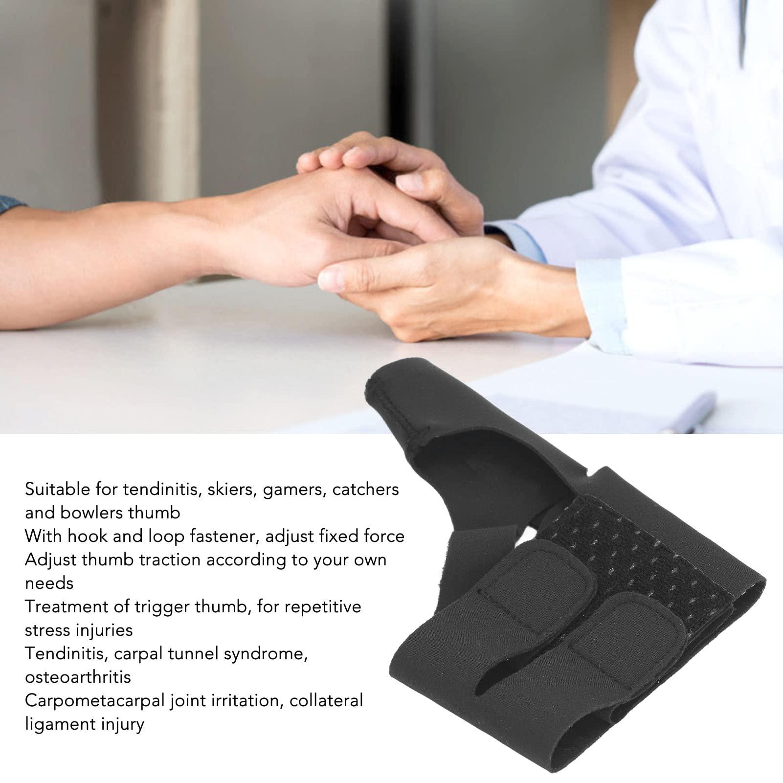 LJCM Thumb Compression Sleeve, Adjustable Fixed Force Elastic Thumb Support Brace Liner Supportive Thin with Hook and Fastener for Sprains (Right Hand S)