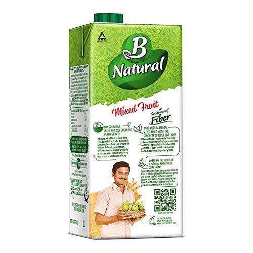 B Natural B Natural Mixed Fruit Juice, 1L (Pack of 2) + B Natural Mango Juice 1L, (Pack of 2)