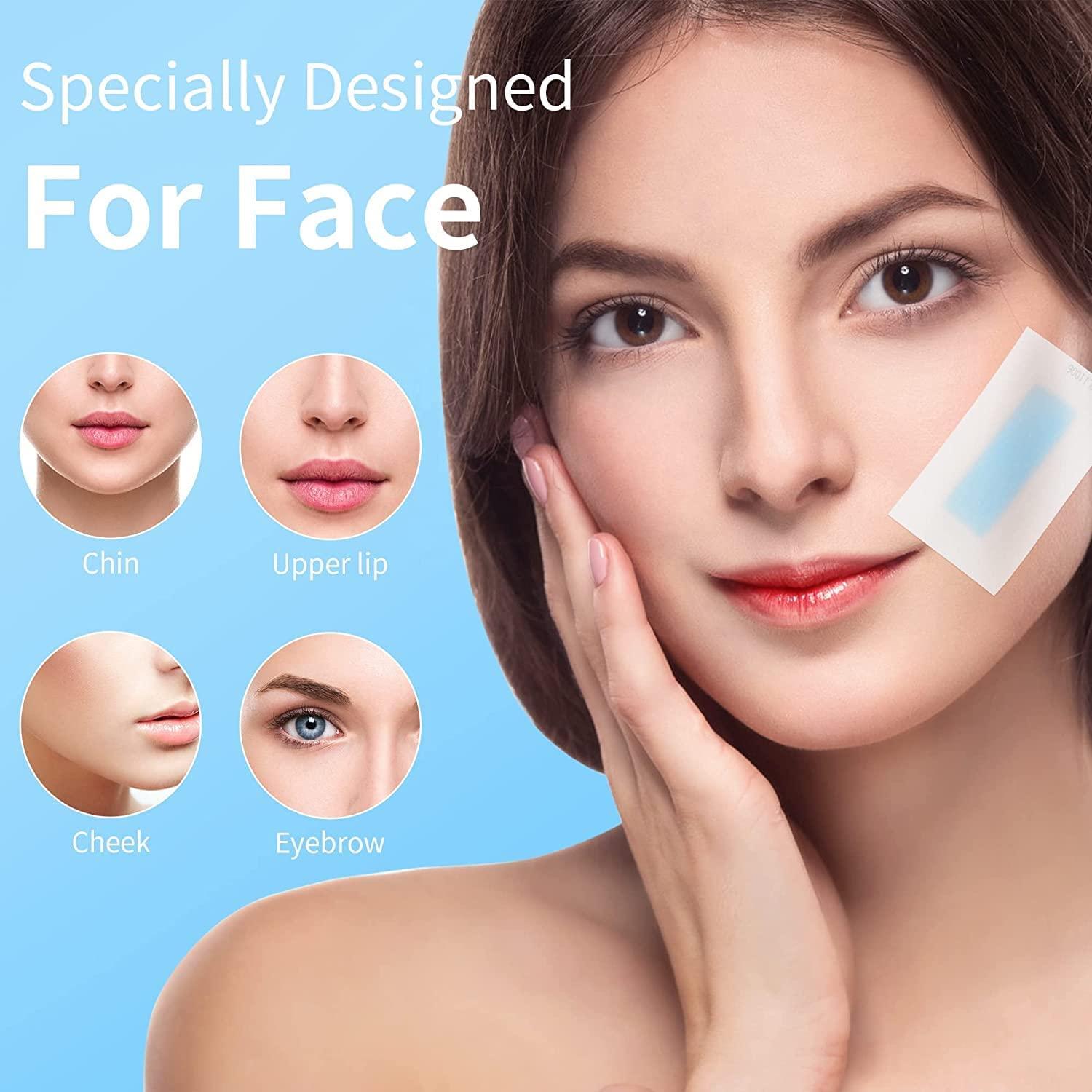 Wide-Empyrean Facial Wax Strips 20Pcs Face Hair Remover Waxing Kit for Women Small Wax Sheet for Removing Upper Lips, Chin & Eyebrows Extra Hair Easy & Safe Wax Paper with 2 Nose Strips