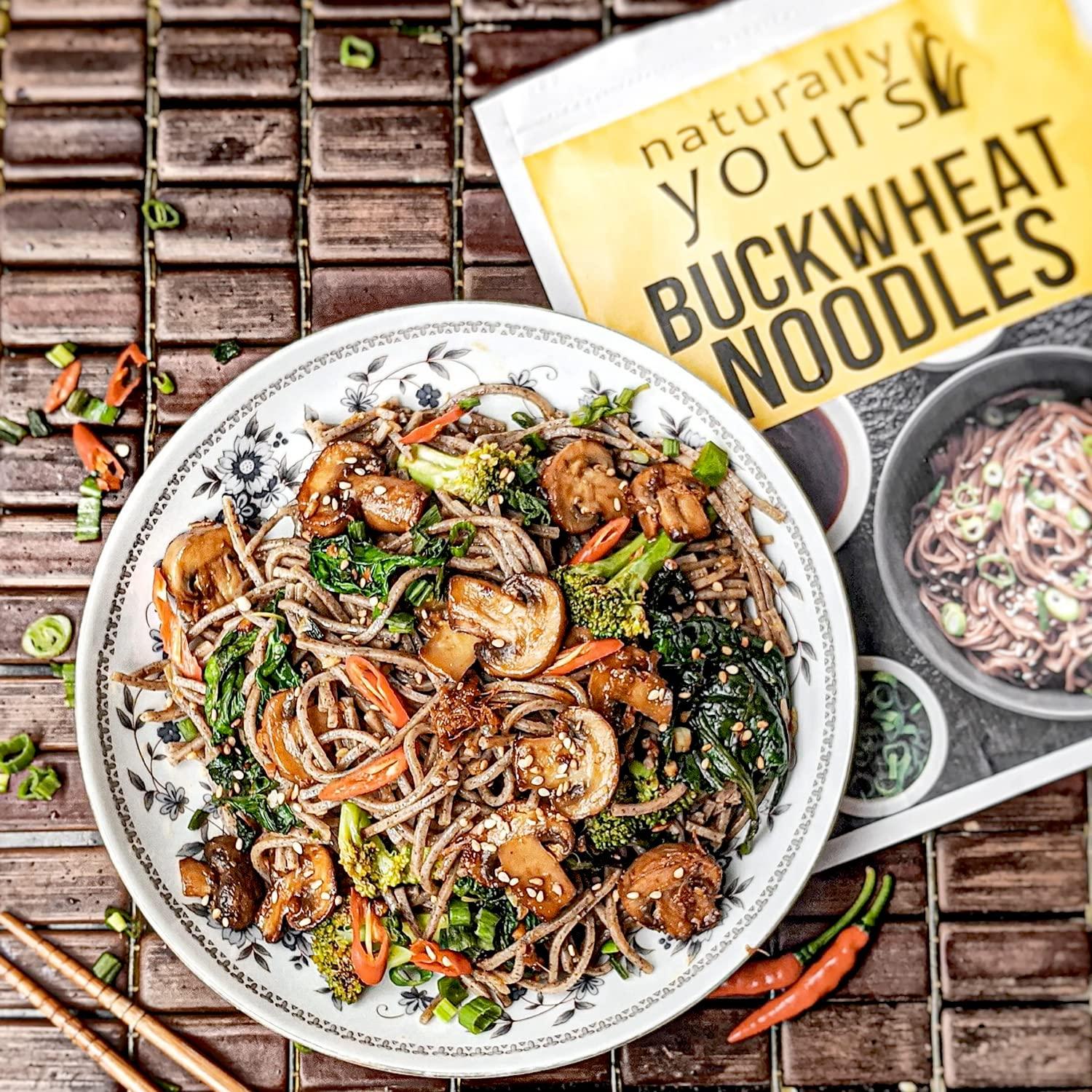 naturally yours Naturally Yours Healthy Buckwheat Soba Noodles, Made with 30% Buckwheat Flour & 70% Whole Wheat, Taste Maker Included, No Maida, Not Fried, 100% Natural, No Artificial Preservatives or MSG, 180g Each, Net Weight 360g (Pack of 2)