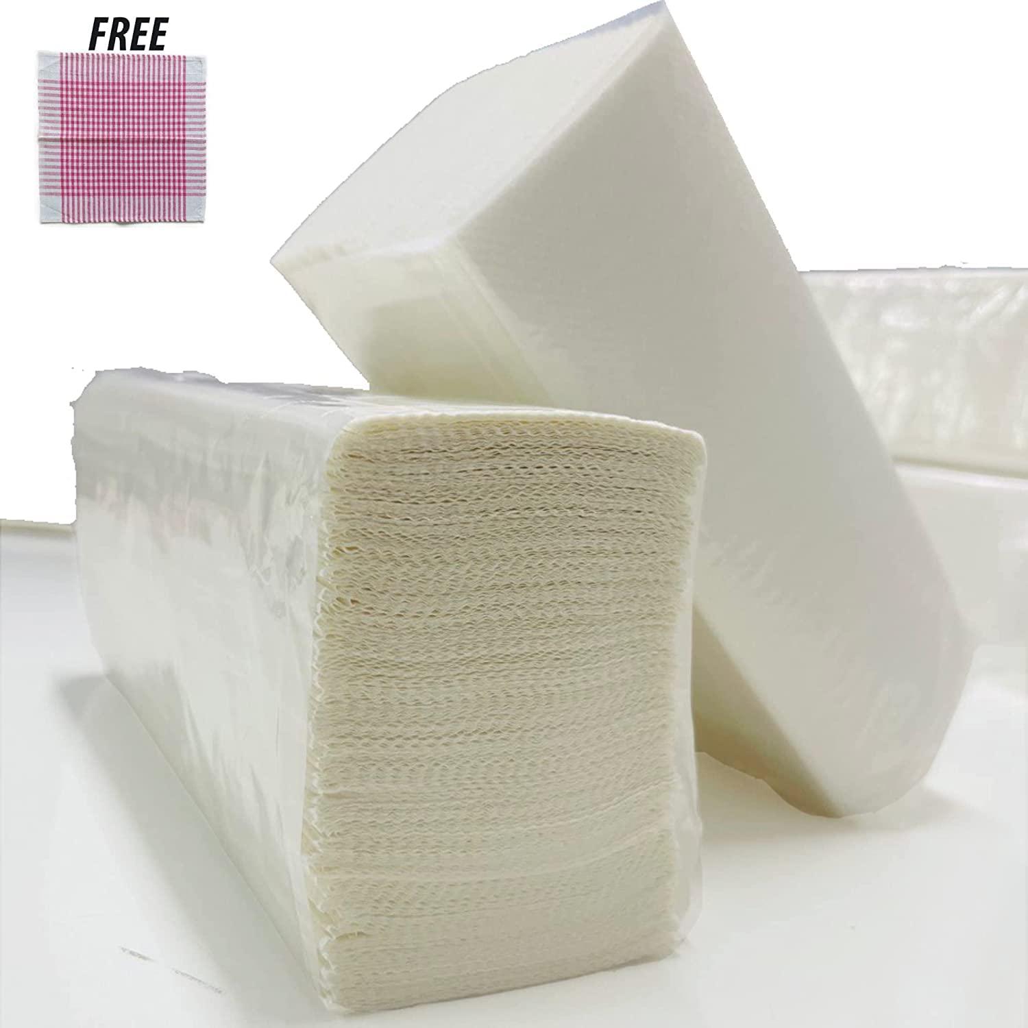 ELLA Ella M Fold Tissue Paper - Pack of 40 Packets (4000 Sheets) With Check Duster Cloth Free