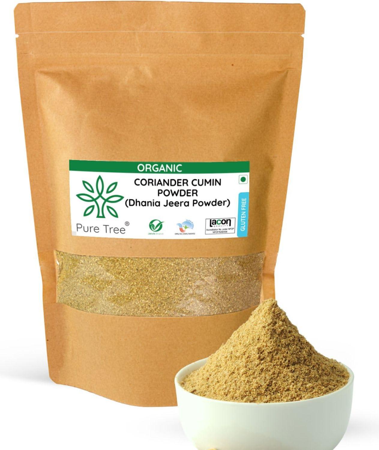 Pure Tree Pure Tree Certified Organic Coriander Cumin Powder | Dhanajiru | 100 g | Dhaniya Jeera | Dhana Jeera | Blend of Cumin Coriander Mixed Spices masala powder