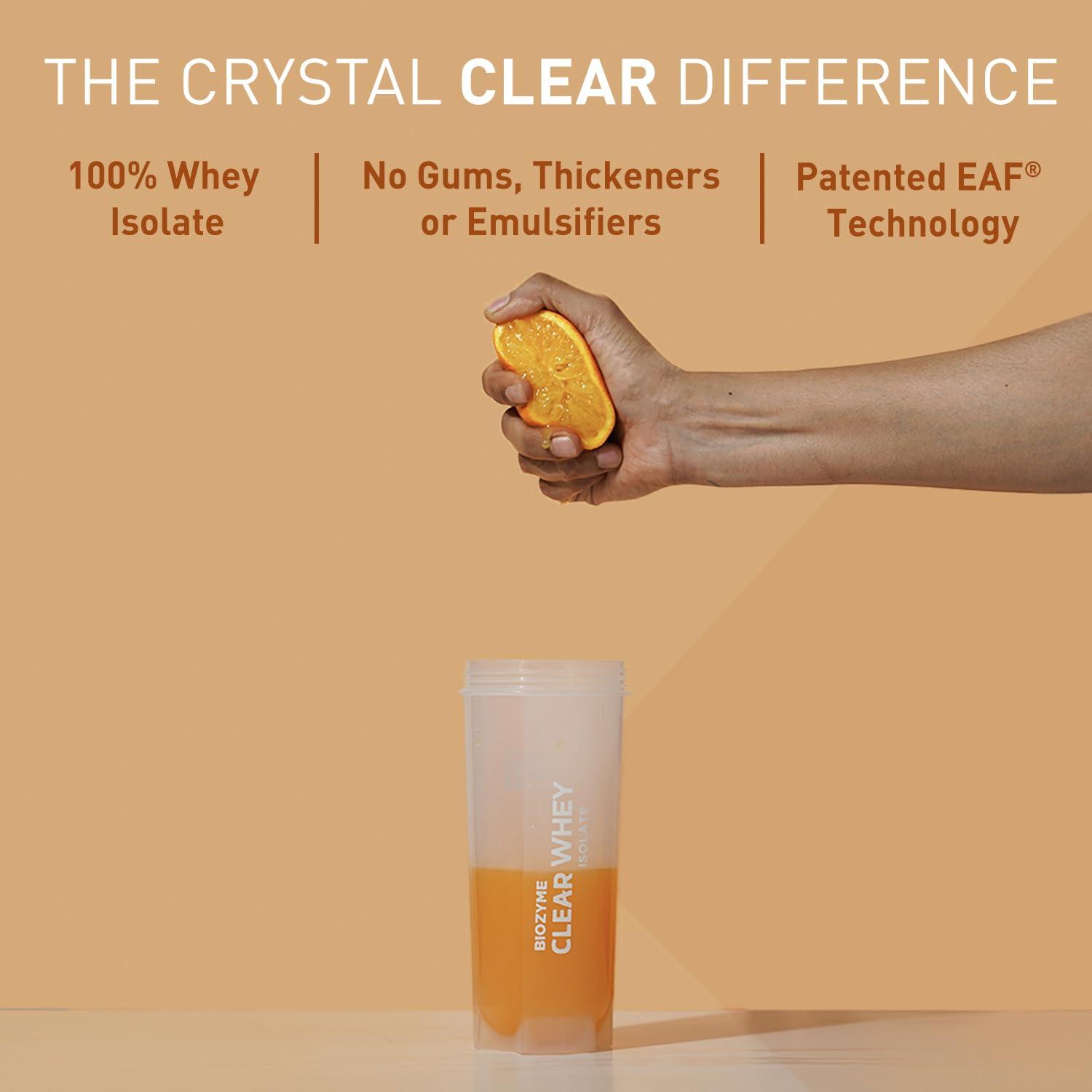 MuscleBlaze MuscleBlaze Biozyme Clear Whey Protein Isolate | 20g Protein, 92 Calories, Zero Added Sugar (Icy Orange Flavour, 20 Servings)