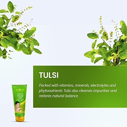 SUNNY Sunny Face Wash Gel Enriched With Aloevera, Neem & Tulsi For Cleansing, Preventing Pimples & Removing Extra Oil | Moisturizes & Gives Healthy, Fresh & Supple Skin | For All Skin Type, 110ml