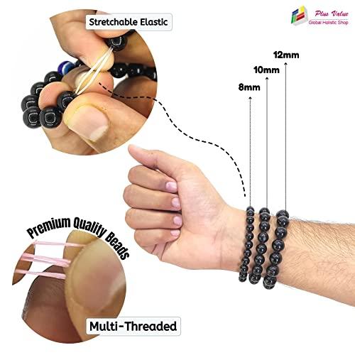 Plus Value Plus Value Black Obsidian Bracelet for Protection | Stylish Charm Crystal Bracelet for Men Women Boys and Girls (Beads Size: 8mm, Jute Bag)