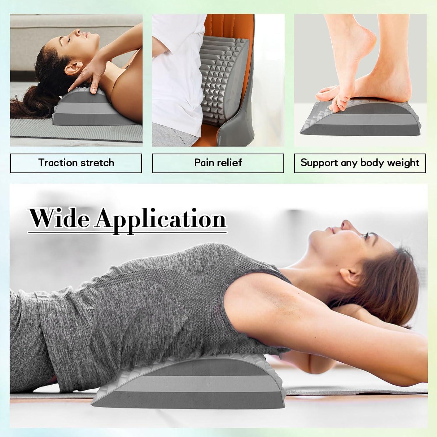 Dandelions Dandelions Acemend Back Stretcher, Neck and Back Stretcher Posture Corrector Lumbar Stretcher for Lower Back Upper Back and Shoulder Pain Relief, Neck Pain Relief (Grey)