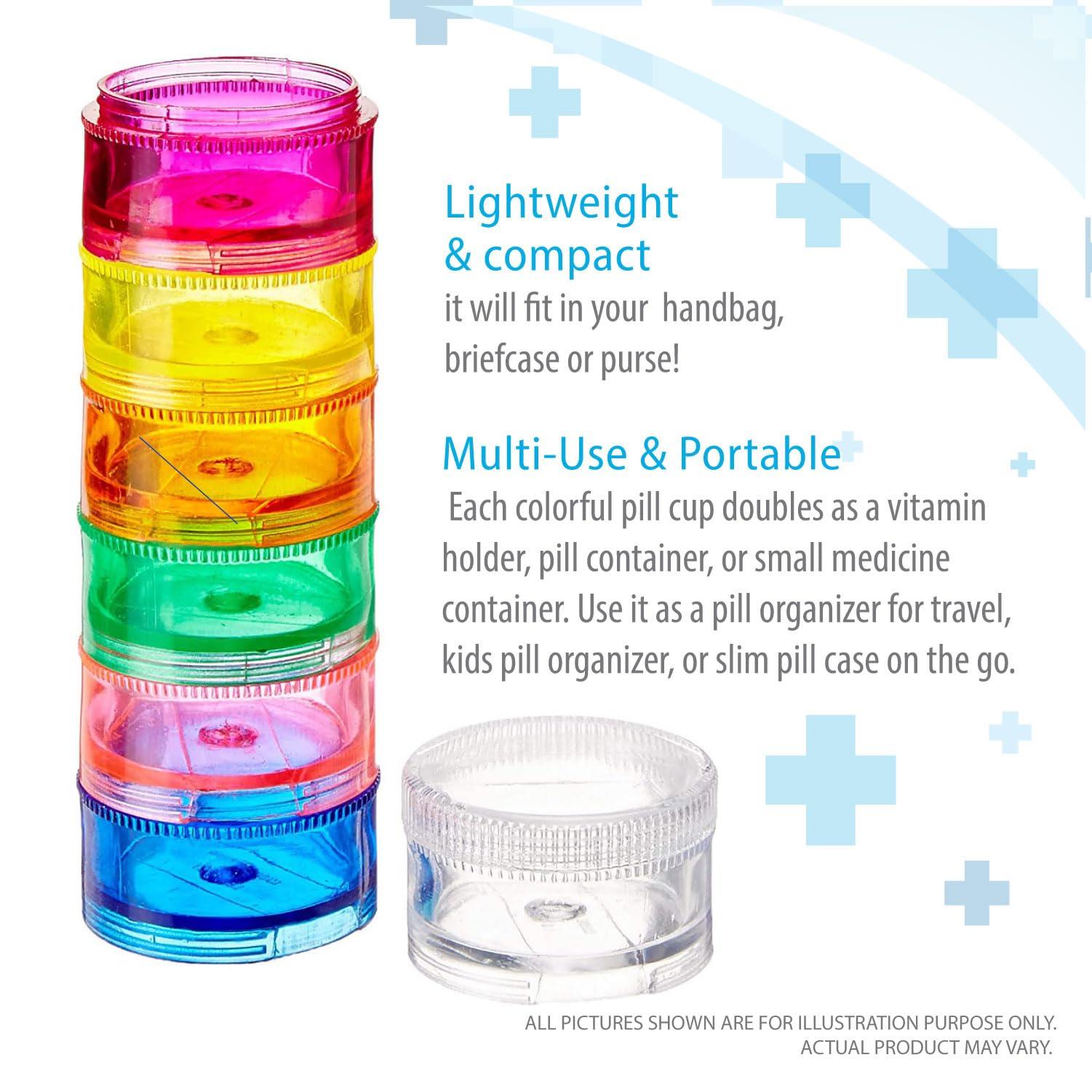 Deke Home 2 Pack Rainbow 7 Day Stackable Pill Organizer case Tower Box Medicine Planner Small case (Seven Day Weekly Travel Container) Medication, Vitamin Holder Organizer Pillbox Dispenser. Daily Organizers