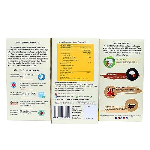 Farm2Mamma Farm2Mamma Vedic A2 Desi Cow Bilona Ghee,500ML, Curd Churned, Authentic Ghee, Pure Natural & Healthy, A2 Certified, Grass Fed Cultured Ghee, Glass Matka Jar