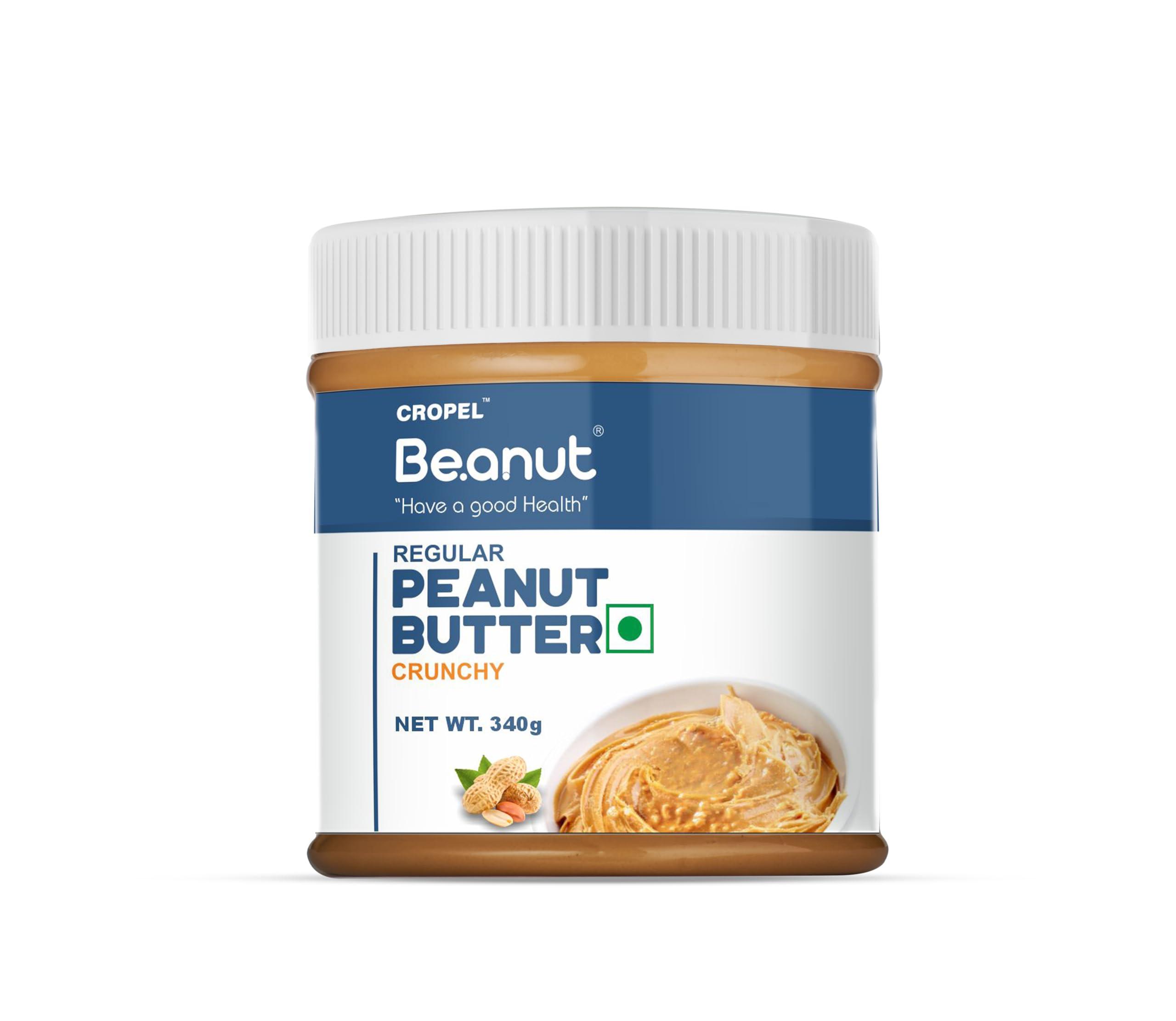Beanut Beanut Peanut Butter Crunchy is a Smart Choice From Real Roasted Pressed Protein, Non GMO, Gluten Free, Vegan And Cholesterol Free Gym, Exercise Daily Energetic-(340g - Pack of 1)