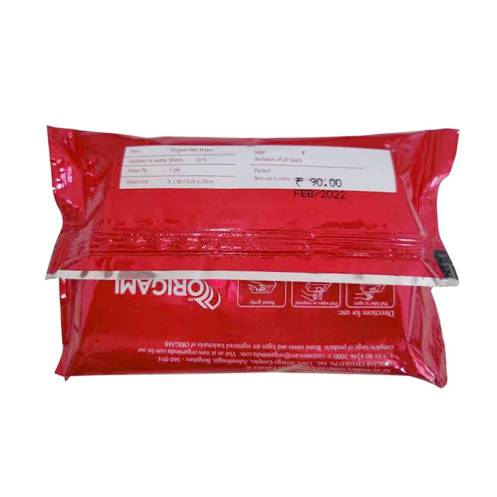 Origami Origami Luxuria Wet Wipes/Wet Tissue/Wet Facial Tissue - 15 x 20 cm - 20 Pulls Per Pack - Pack of 4-80 Wipes - Tuberose