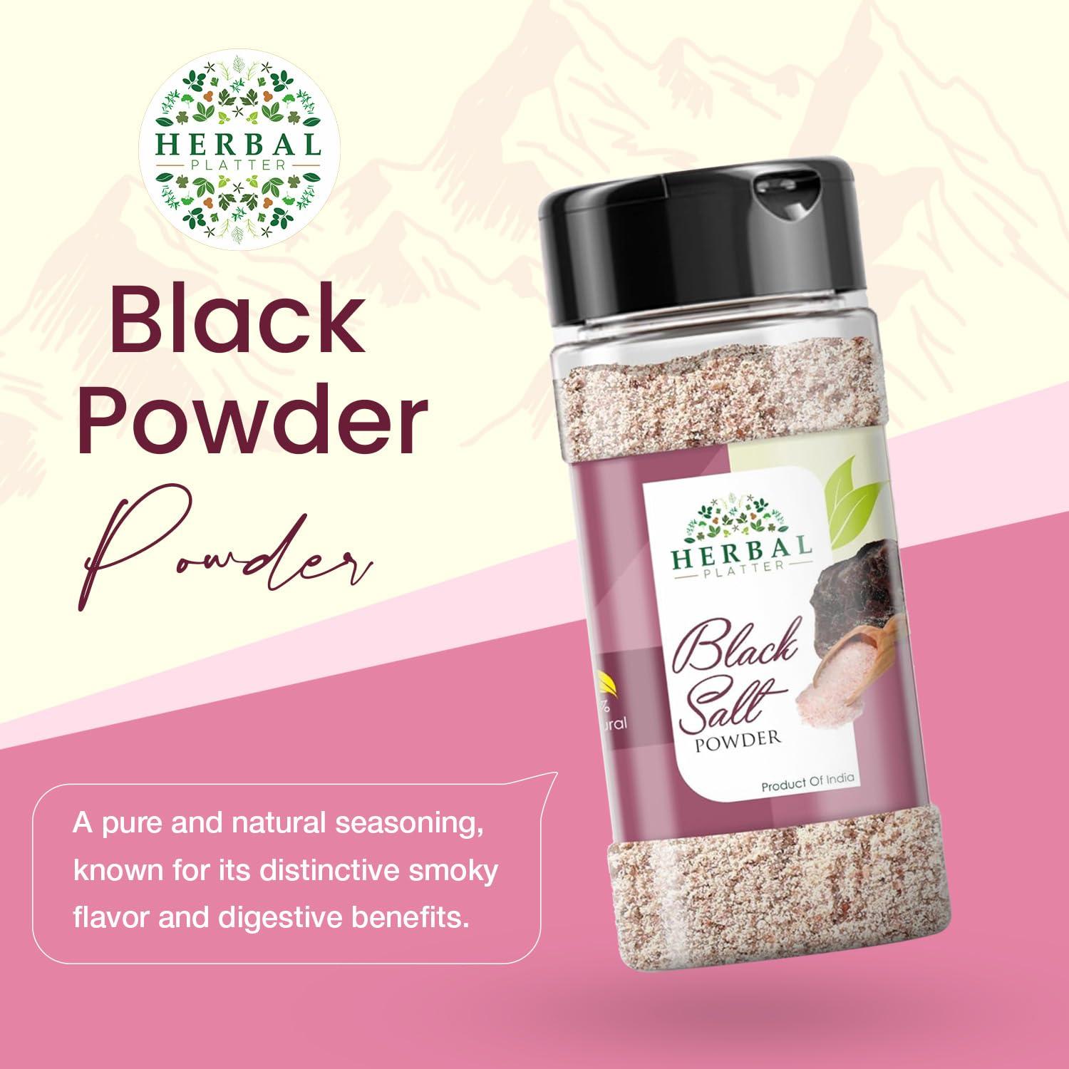 Herbal Platter Herbal Platter Himalayan Black Salt (Kala Namak) 100% Pure & Natural Rock Salt 100g Spice Jars with Sprinkler