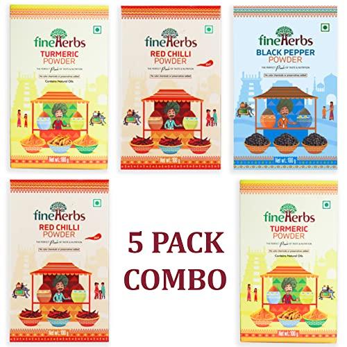 Fine Herbs Fine Herbs Termeric Powder, Red Chilli Powder, Black Pepper Powder