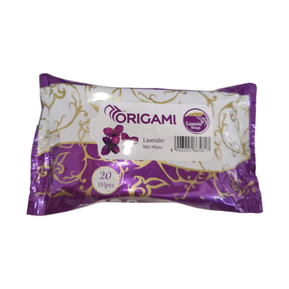 Origami Origami Luxuria Wet Wipes/Wet Tissue/Wet Facial Tissue - 15 x 20 cm - 20 Pulls Per Pack - Pack of 4-80 Wipes - Assorted Fragrances