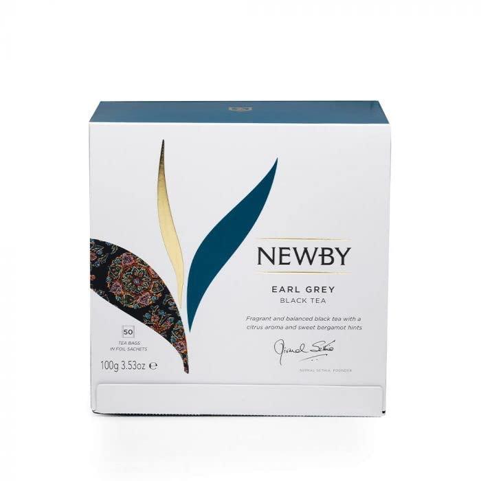 Newby Newby Earl Grey Tea Bags | Premium Black Tea Blended With Natural Bergamot Flavor & Citrus Twist | Light and Refreshing | 50 pieces | 100 Grams