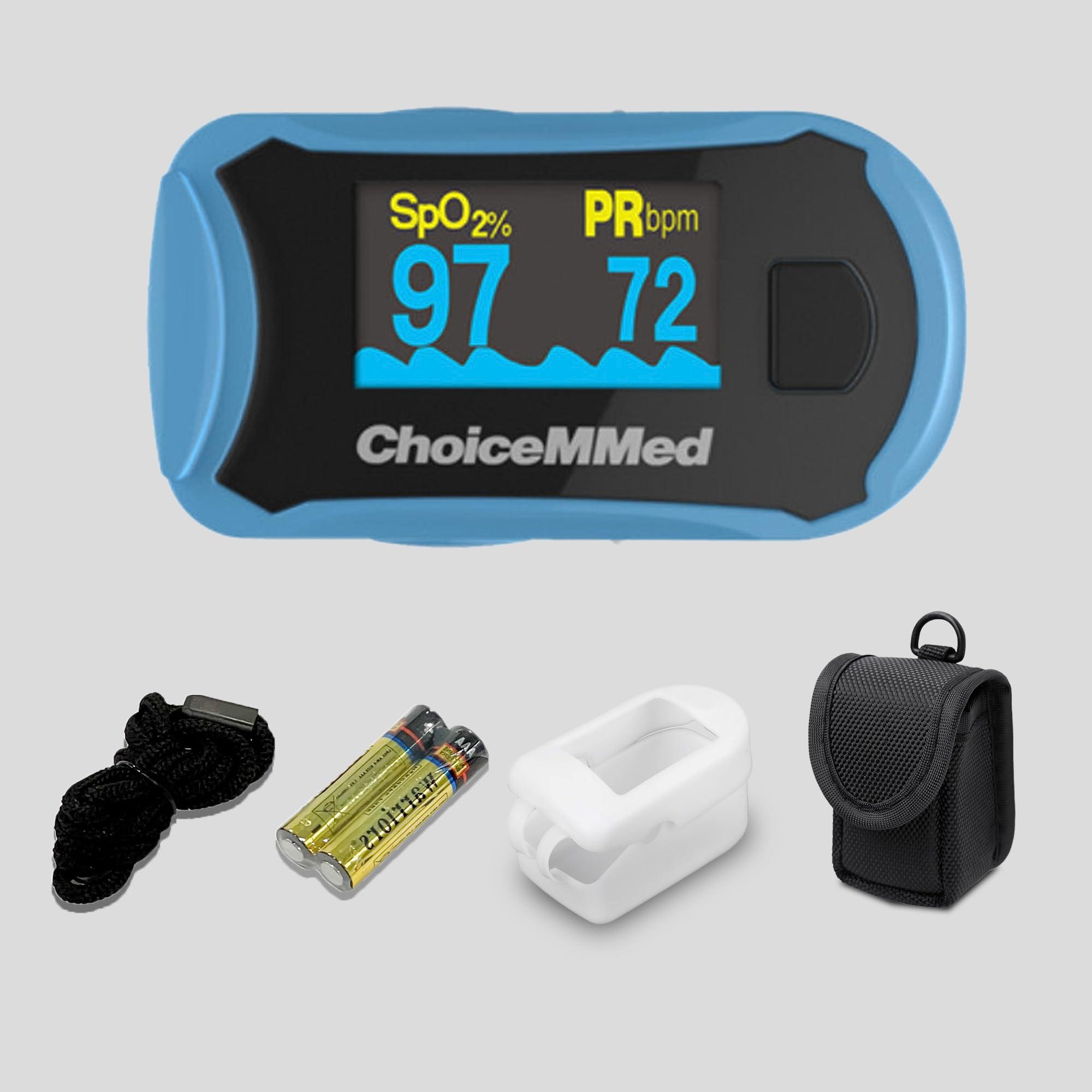 CHOICEMMED ChoiceMMed FingerTip Pulse Oximeter (MD300C29) | OxyWatch Portable | Non-Invasive Oximeter | Pulse Rate | Oxygen Saturation | High Accuracy - Pack of 1 (Blue)
